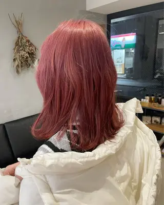 ミディアム カラー 暖色カラー🍊 ボブ🌿顔周りcutのヘアスタイル