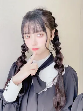 ロング カラー ヘアアレンジ CARELLY Rukaのマツエク・マツパデザイン