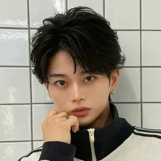 ショート カラー パーマ メンズ 【メンズ特化】 鈴汰郎/毛流れパーマのヘアスタイル