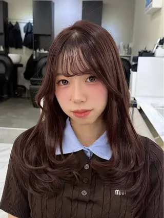ロング カラー aku🩷韓国風🩷 暖色カラー🎀のヘアスタイル