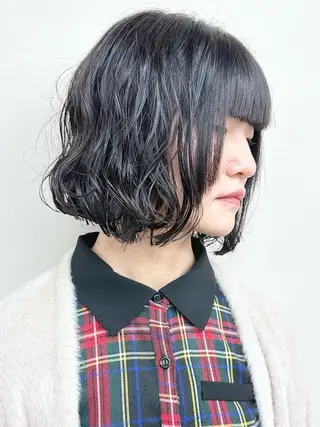ミディアム パーマ ボブ/ゆるふわ ボブパーマ/とういのヘアスタイル