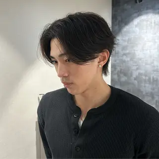 ミディアム パーマ メンズ 💈原宿指名No.1 センターパート💈のヘアスタイル