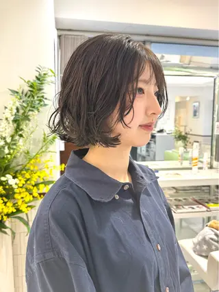 ショート カラー パーマ デジタルパーマ 🌀ボブ　萩原　龍のヘアスタイル
