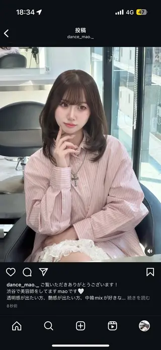 セミロング カラー ヘアアレンジ 大人っぽ中韓レディ ヘア🤍MAOのヘアスタイル