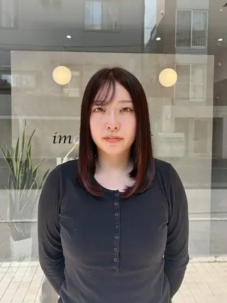 セミロング 韓国ヘアケアブリーチ 莉奈のヘアスタイル