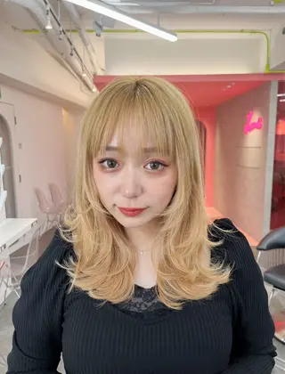 ミディアム カラー 山崎/ボブ縮毛矯正 レイヤー髪質改善のヘアスタイル