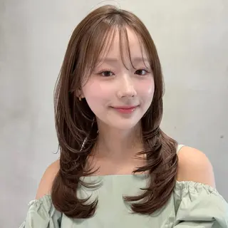 セミロング カラー 顔周りレイヤー꙳⋆ ミディアム⌇SAKIのヘアスタイル