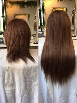 カラー ロング ヘアアレンジ 大阪レミーエクステ チビ編み込みのヘアスタイル