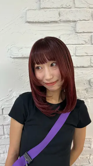 カラー パツボブ/暖色 西梅田/かえで🎀のヘアスタイル