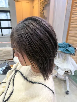 ミディアム カラー バレイヤージュ ブリーチ特化のヘアスタイル