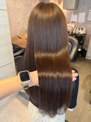 ロング カラー あみ/暗髪オリ ーブ特化🍃髪質改善のヘアスタイル