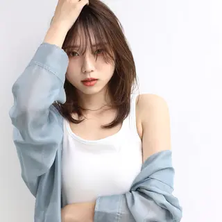 セミロング 韓国風🇰🇷うる艶 レイヤー/海青🫧のヘアスタイル