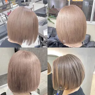 ショート カラー 艶髪／ハイトーン ブリーチ／髪質改善のヘアスタイル