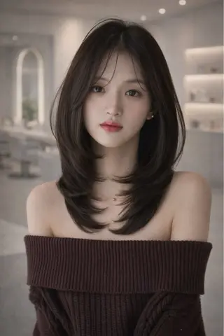ミディアム 本場韓国ヘア特化 아이비/Aibiのヘアスタイル