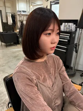 ミディアム 顔周りカット ピンク カラー🩰りりのヘアスタイル