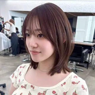 ミディアム カラー 顔まわり🥣レイヤー /透明感/水口舞奈のヘアスタイル