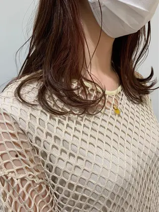 セミロング カラー BLOCK hair makeのヘアスタイル
