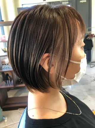 ショート ハイライトバレイヤー ジュ&縮毛矯正✨櫻野のヘアスタイル