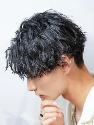 ショート パーマ メンズ 山梨メンズパーマ 波巻きパーマ石原大地のヘアスタイル