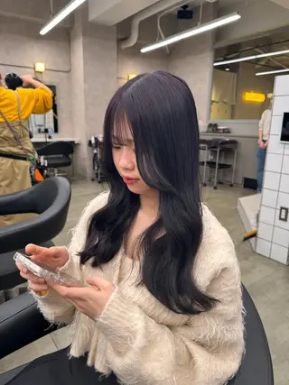 セミロング カラー パーマ ヘアアレンジ メンズ キッズ 韓国系🇰🇷🩶 艶暗髪/MEIのヘアスタイル