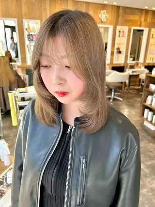 ミディアム カラーモデル募集中 美容室ハピスのヘアスタイル