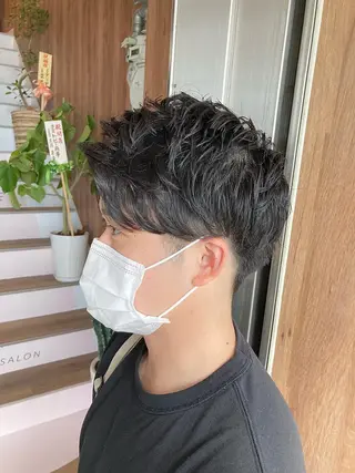 ショート メンズ 【ブリーチ無しW】 【暗髪&暖色系】圭真のヘアスタイル