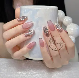 ロング 波 なみのネイルデザイン