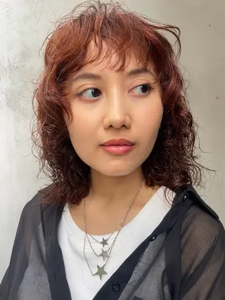 ミディアム パーマ 長島 舞のヘアスタイル