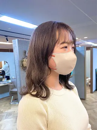 ミディアム カラー パーマ ヘアアレンジ ハル🌸柔色/ ブリーチなし/艶髪のヘアスタイル