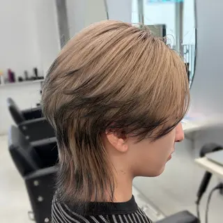 ミディアム カラー メンズ ʜᴀʀᴜᴋᴀ♱メンズ ウルフ/ブリーチのヘアスタイル