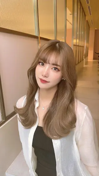 セミロング カラー 顔周り特化/韓国ヘア /レイヤー/吉野幸大のヘアスタイル