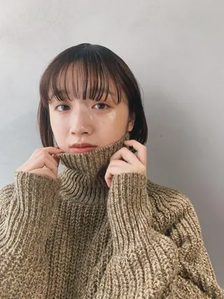 ミディアム カラー パーマ ボブパーマコテ巻き風 パーマNo1深江秀平のヘアスタイル