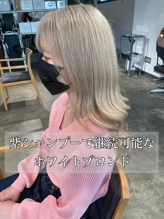 ミディアム カラー ✨艶ブリーチカラー ✨四ノ宮裕己のヘアスタイル