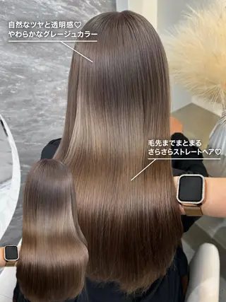 ロング カラー ヘアアレンジ 韓国風カラーカット 🤍店長 鳥越のヘアスタイル