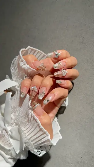 ネイル I-nailロング /ワンホン/キラキラのネイルデザイン