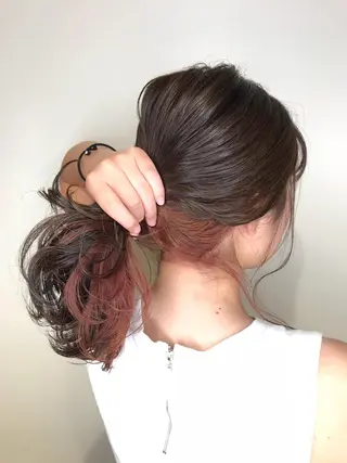 セミロング カラー 髪質改善カラー韓国風 レイヤーtudaのヘアスタイル