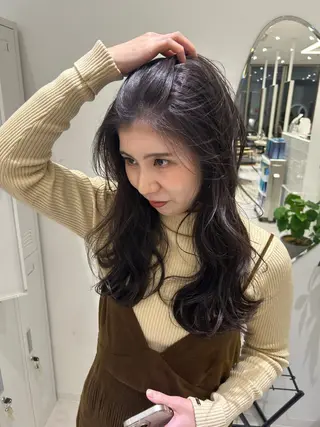 セミロング カラー ベージュ/ヘアセット 透明感/♡来村 瑚春のヘアスタイル