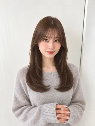 ロング 顔周り/くびれヘア 韓国ヘア💕風間るなのヘアスタイル