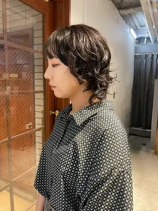ミディアム カラー パーマ レイヤー×初 パーマ|hinakoのヘアスタイル