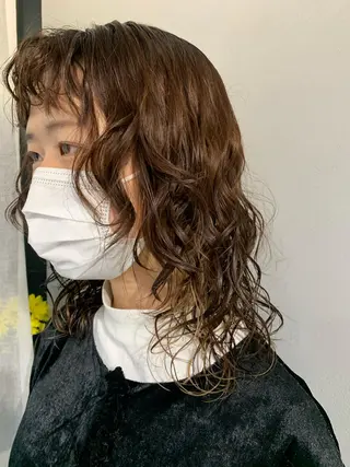 ロング カラー パーマ ボブパーマコテ巻き風 パーマNo1深江秀平のヘアスタイル