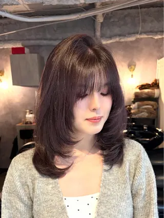 セミロング カラー 💗鈴木茉奈💗艶髪 /透明感/暖色カラーのヘアスタイル