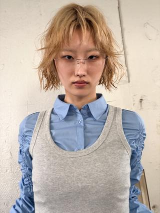 ショート カラー パーマ 村上雅人 ナチュラルモードのヘアスタイル