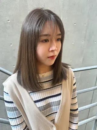 ミディアム カラー パーマ ヘアアレンジ 髪質改善/韓国風 レイヤー/田村祐樹のヘアスタイル