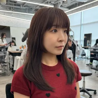 ミディアム カラー レイヤー🐑髪質改善 顔周りカット/みきとのヘアスタイル