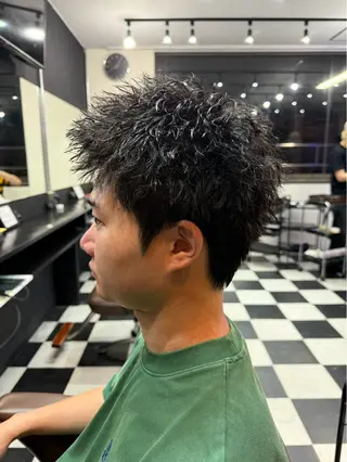 ショート パーマ メンズ 田中 真桜のヘアスタイル