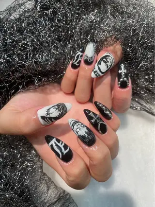 ネイル I-nailロング /ワンホン/キラキラのネイルデザイン
