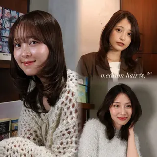 ミディアム ロング・ミディアム レイヤーmana🧁のヘアスタイル