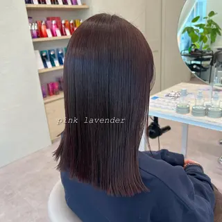 セミロング カラー 美髪矯正/シークレッ トハイライト🤍りさのヘアスタイル