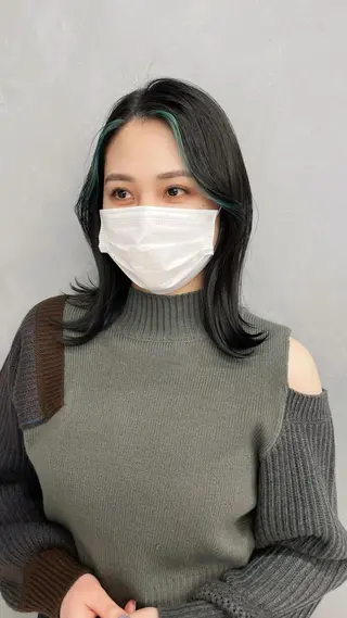 セミロング カラー 白髪染め 解決‼️のヘアスタイル