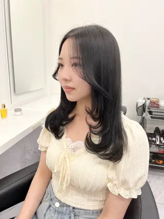 ロング カラー パーマ ヘアアレンジ メンズ 上品＆韓国風 🥀海心🥀のヘアスタイル